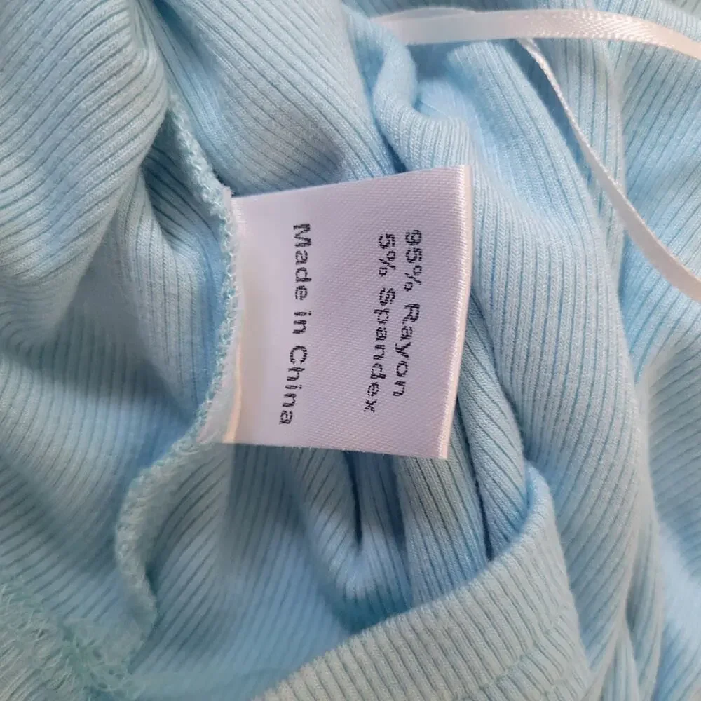 Princess Polly Blue One Shoulder Ribbed Crop Top Size 12 - Picture 4 of 4